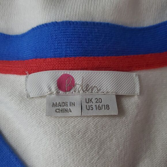 Boden Wiltshire Colorblock V-Neck Sweater Womens US 16/18 Ivory Blue Red - Picture 8 of 11